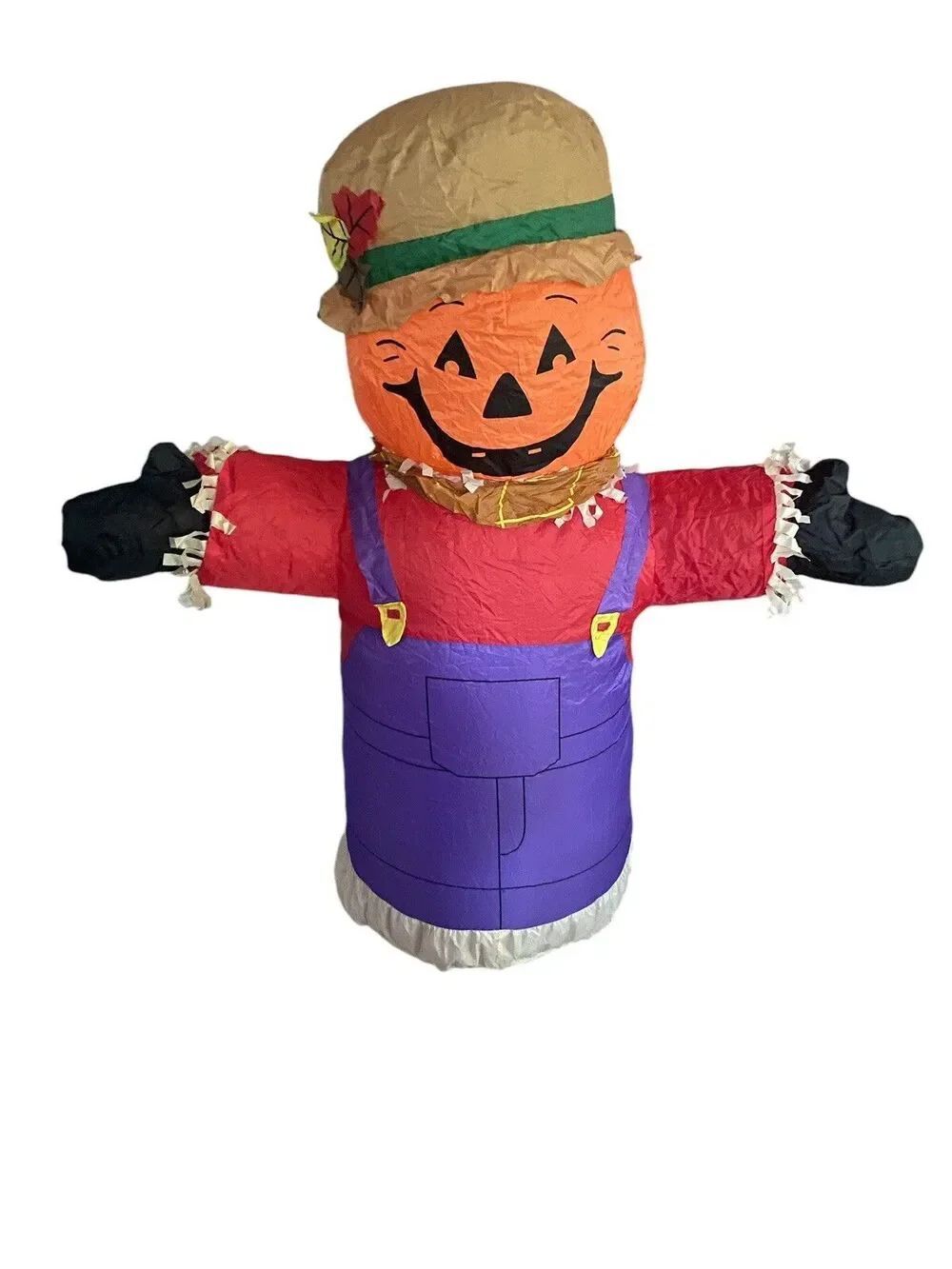 Gemmy Airblown Inflatable Happy Scarecrow Jack’o’lantern 4ft Halloween 2004 Vtg